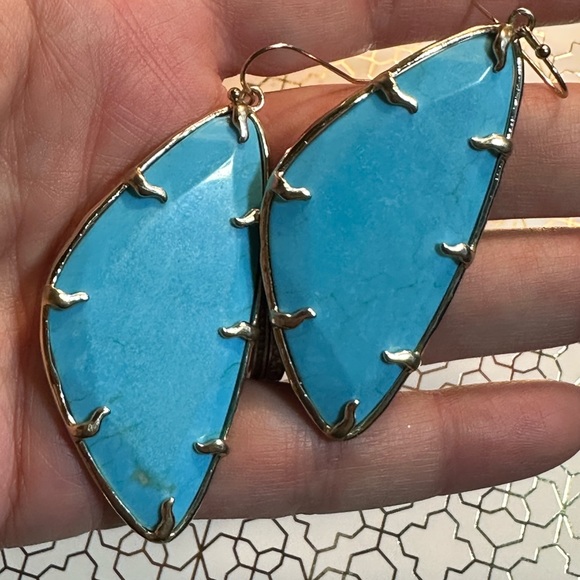 Vintage Kendra Scott Willow Gold/Turquoise Earrings VGUC - Picture 3 of 6
